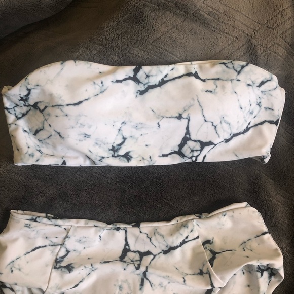 Zaful Marble Two Piece Bikini Set - Picture 2 of 5